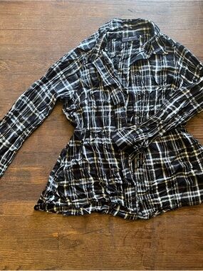 Women’s Lane Bryant Black & White Flannel Button-Up